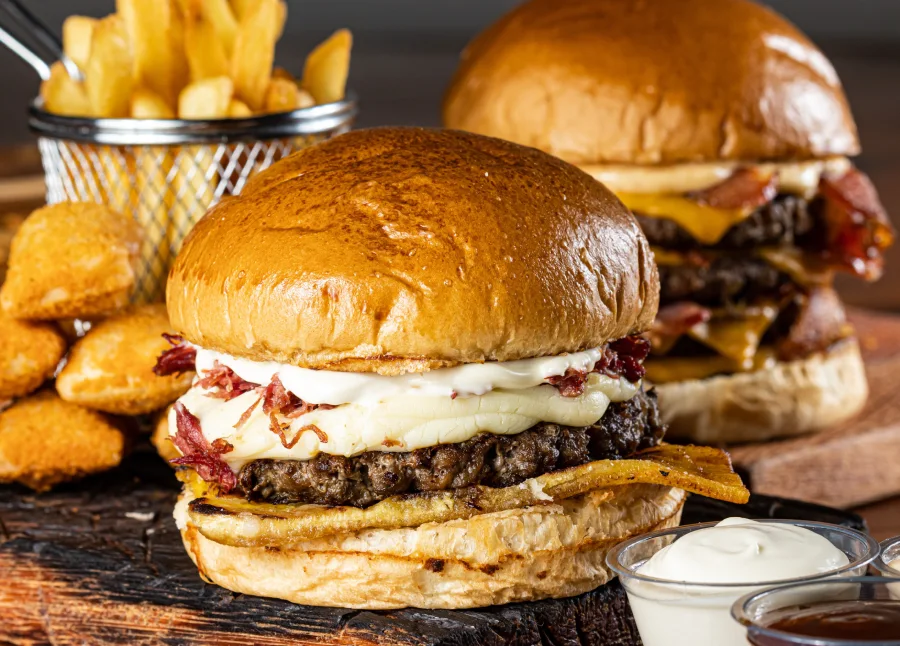 Burger served at M.T. BELLY’S takeaway in Glenrothes